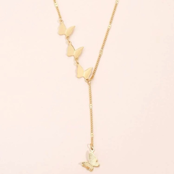 Butterfly Charm Necklace Golden Lariat - Picture 7 of 8